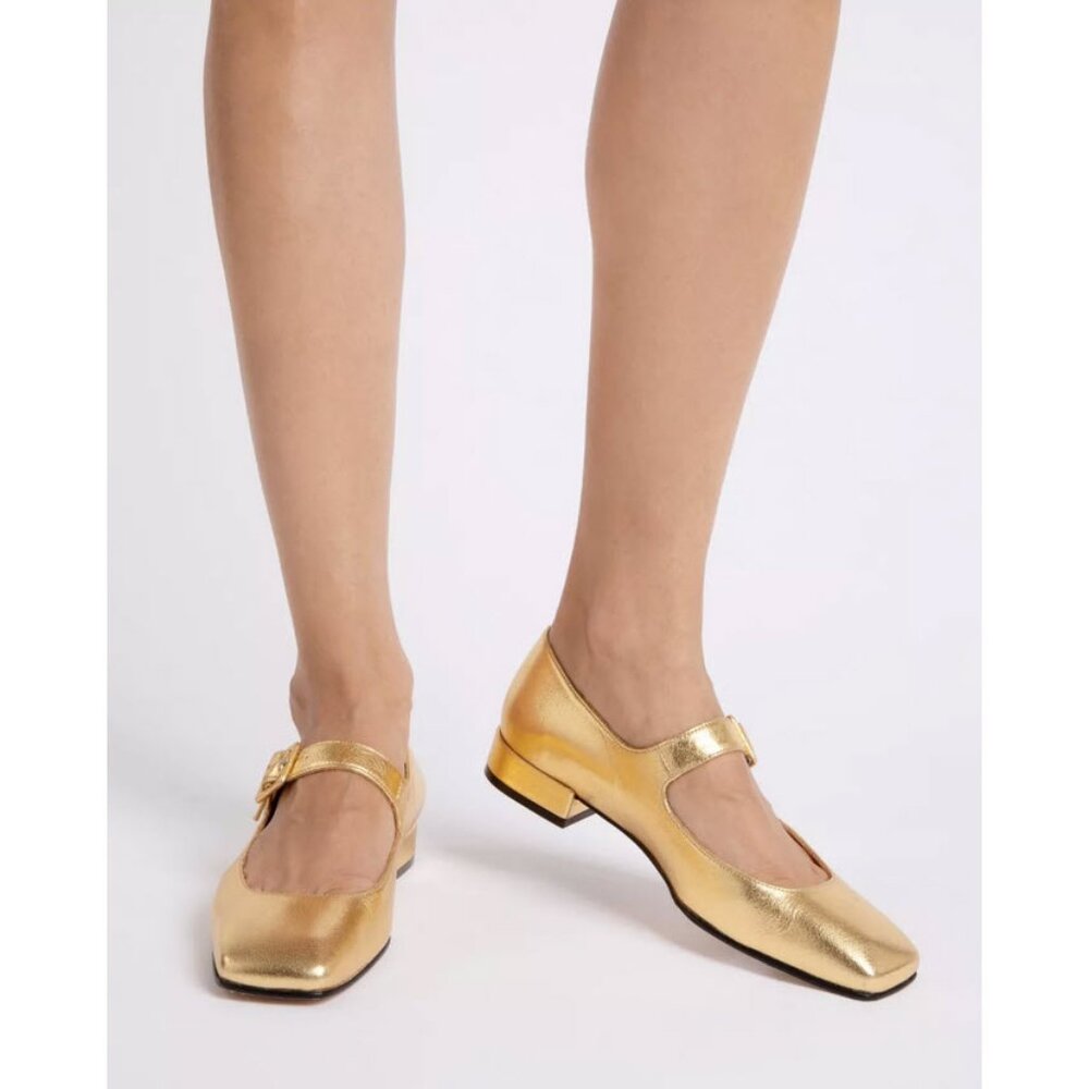 Penelope Chilvers Low Gold Mary Jane Shoes Sz EU40/US9